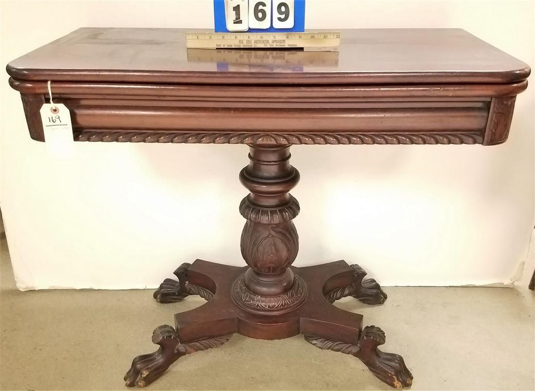 EMPIRE STYLE MAHOG. GAME TABLE, 30"H X 3'W X 18"D (1 of 4)