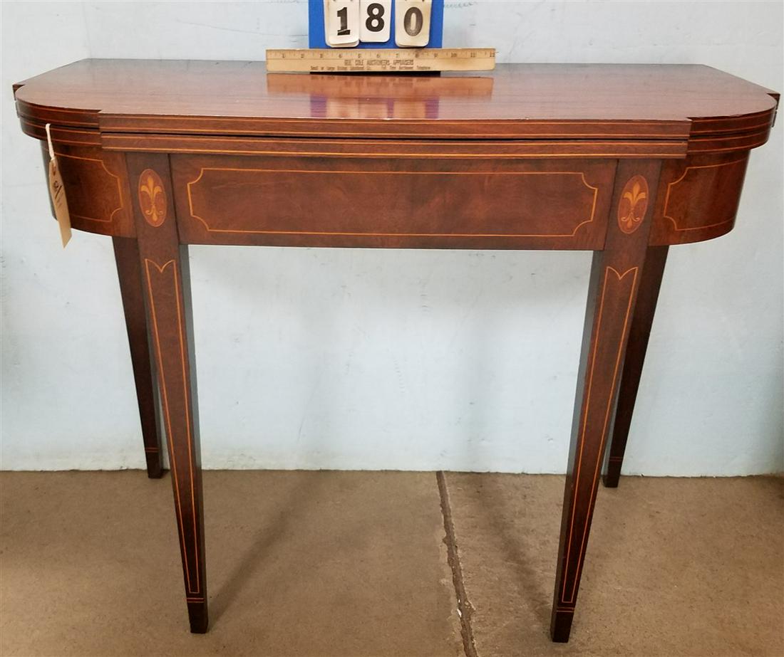 HEPPLEWHITE STYLE MAHOG. GAME TABLE W/ INLAY, 29"H X (1 of 4)