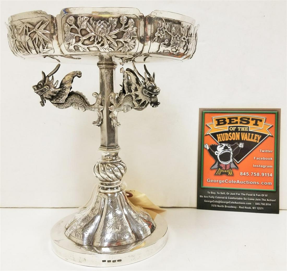 CHINESE EXPORT COMPOTE, HALLMARKED SILVER, 23.11 OZT, (1 of 5)