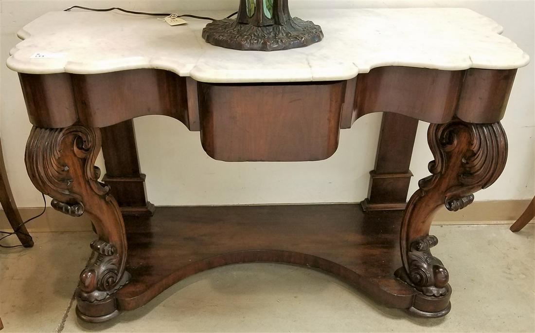 VICT. MAHOG. 1 DRAWER CONSOLE TABLE, 30.5"H X 49.5"W X (1 of 8)