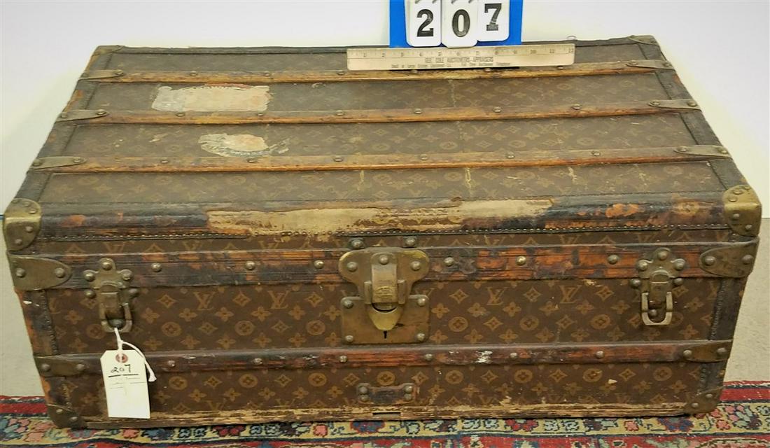 c.1910 LOUIS VUITTON CABIN STEAMER TRUNK, 12.5"H X (1 of 4)