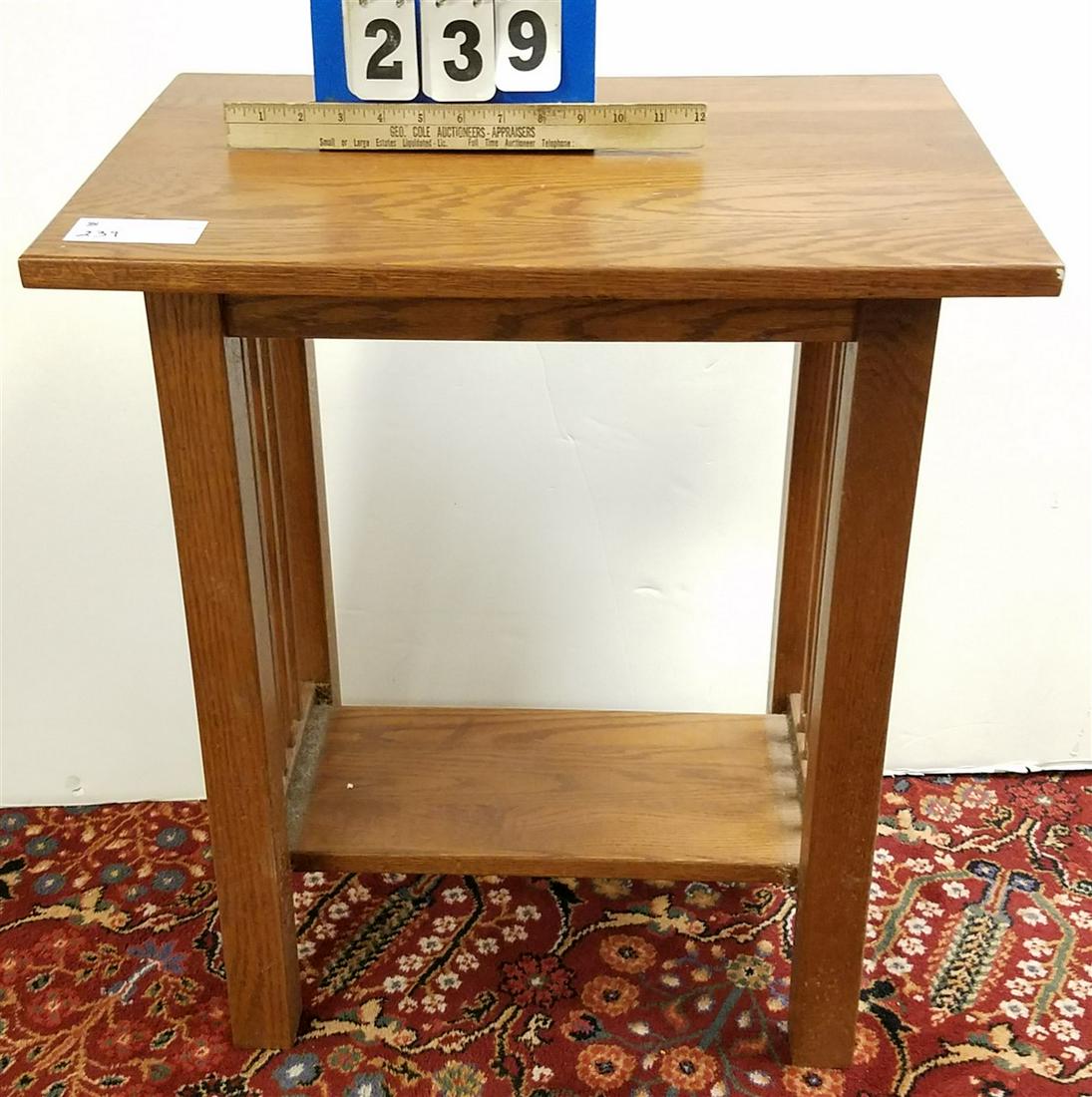 MISSION STYLE OAK STAND, 25"H X 22"W X 16"D (1 of 3)