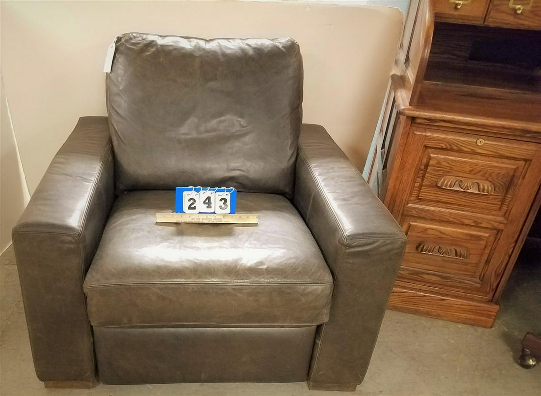 RESTORATION HARDWARE LEATHER RECLINER: RESTORATION HARDWARE LEATHER RECLINER