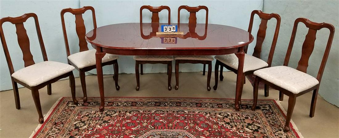 CHERRY QA STYLE DINING TABLE W/ 1 LEAF + 6 CHAIRS (1 of 2)