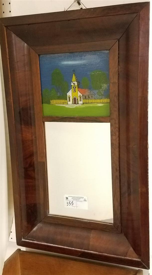 EMPIRE MAHOG. OGEE FRAMED 2 PART MIRROR, W/ REVERSE (1 of 1)