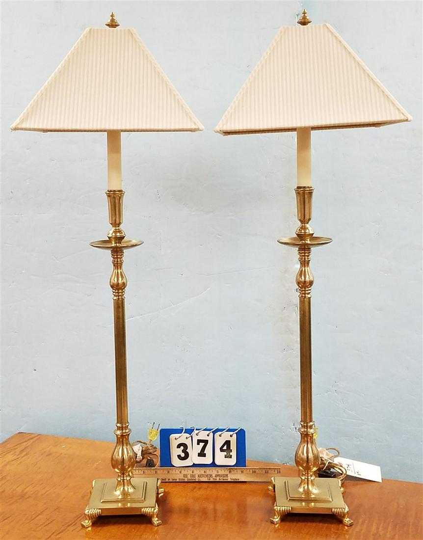 PR. BRASS CANDLE TABLE LAMPS, 3' (1 of 2)