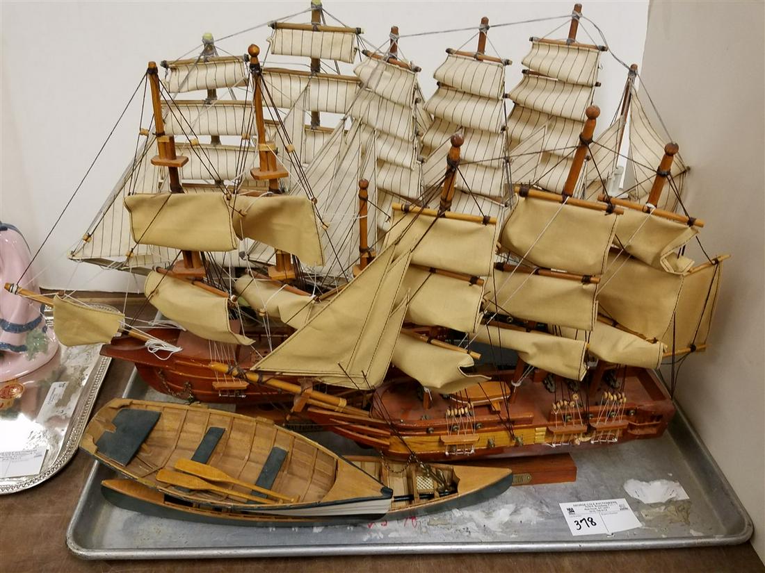 TRAY 4 MASTED SHIP MODELS-TALLEST 17", + CANOE +: TRAY 4 MASTED SHIP MODELS-TALLEST 17", + CANOE + ROWBOAT + NEW BOAT MODELS