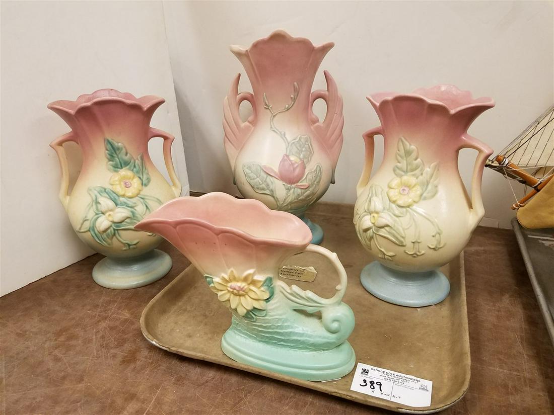 TRAY 4 HULL ART POTTERY VASES (1 of 6)