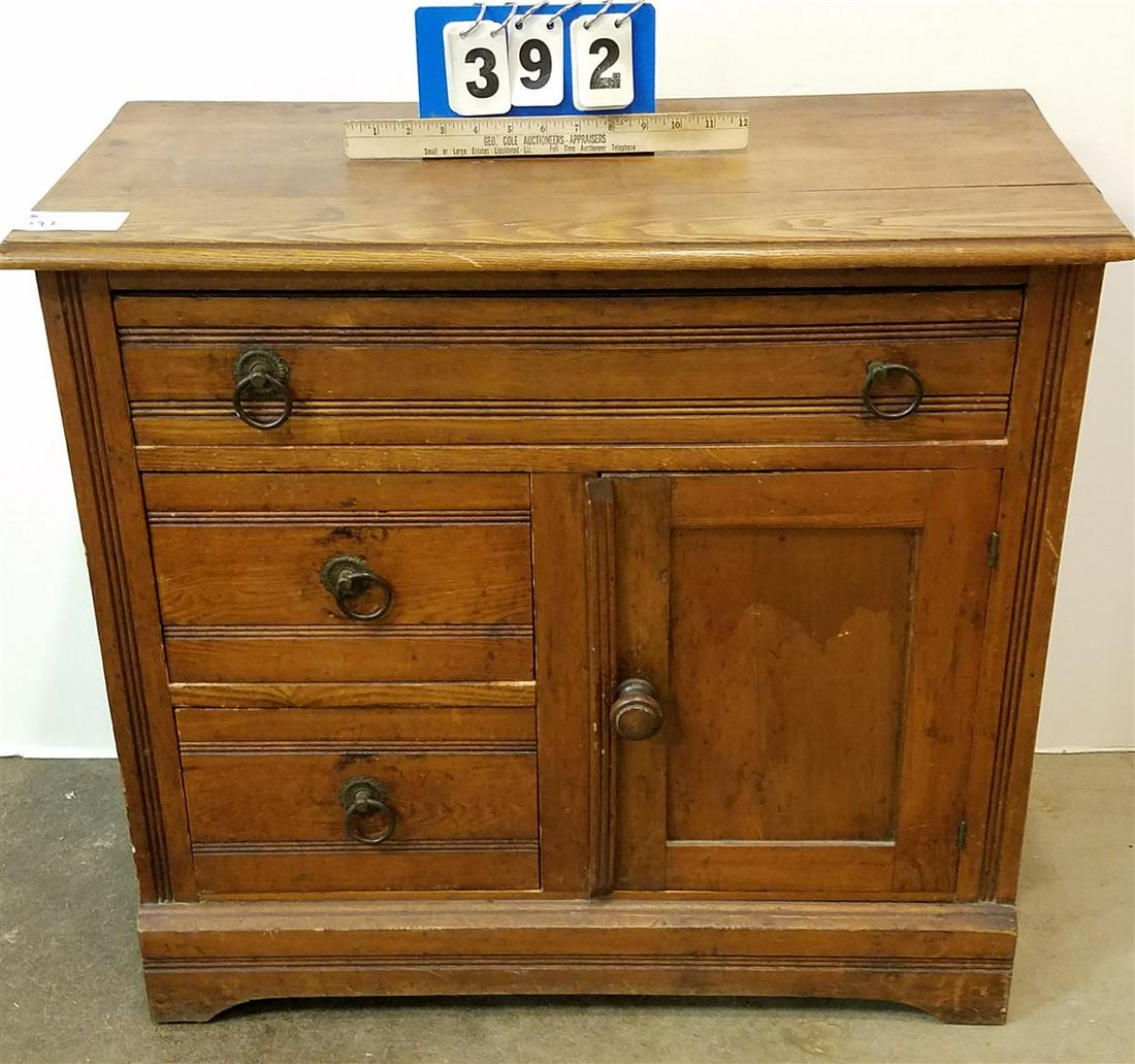 OAK WASH STAND, 27"H X 30"W X 14.5"D: OAK WASH STAND, 27"H X 30"W X 14.5"D