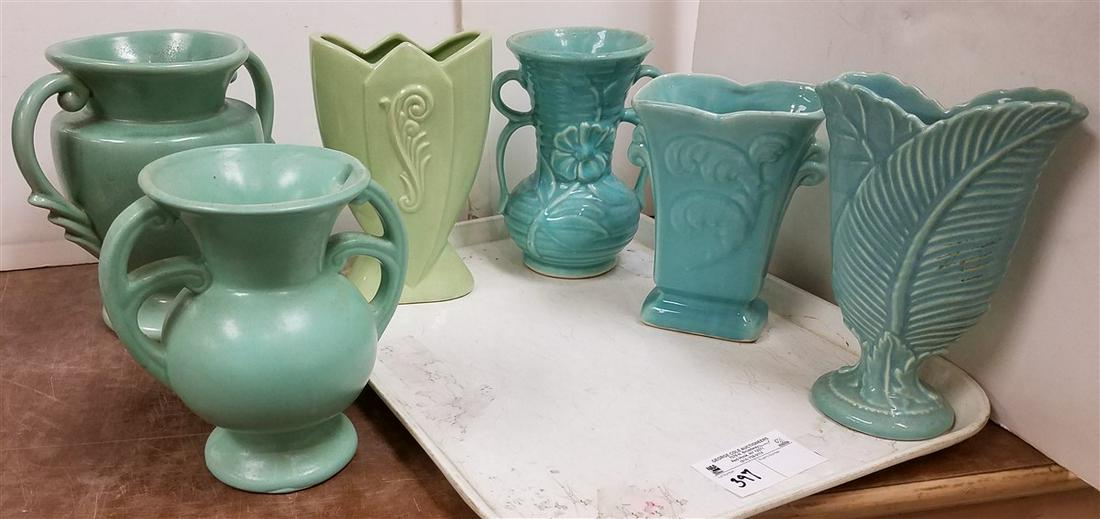 TRAY 6 POTTERY VASES, CAMARK USA (1 of 1)