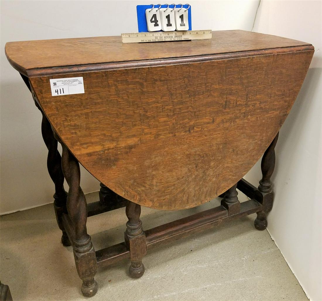 OAK 1 DRAWER GATE LEG TABLE, 30"H X 3'W X 17.5"D (1 of 2)