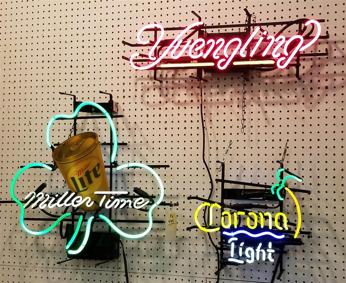 3 NEON BEER SIGNS-YUENLING, MILLER + CORONA (1 of 2)