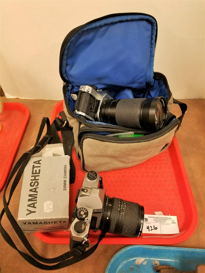 TRAY CAMERAS-CANON AE-1, + PENTAX K1000 W/ LENSES (1 of 5)