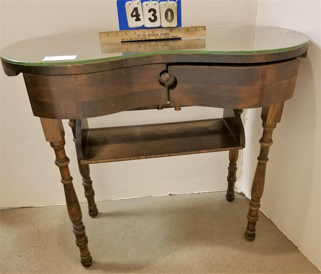 MAHOG. 1 DRAWER KIDNEY SHAPED VANITY (1 of 3)