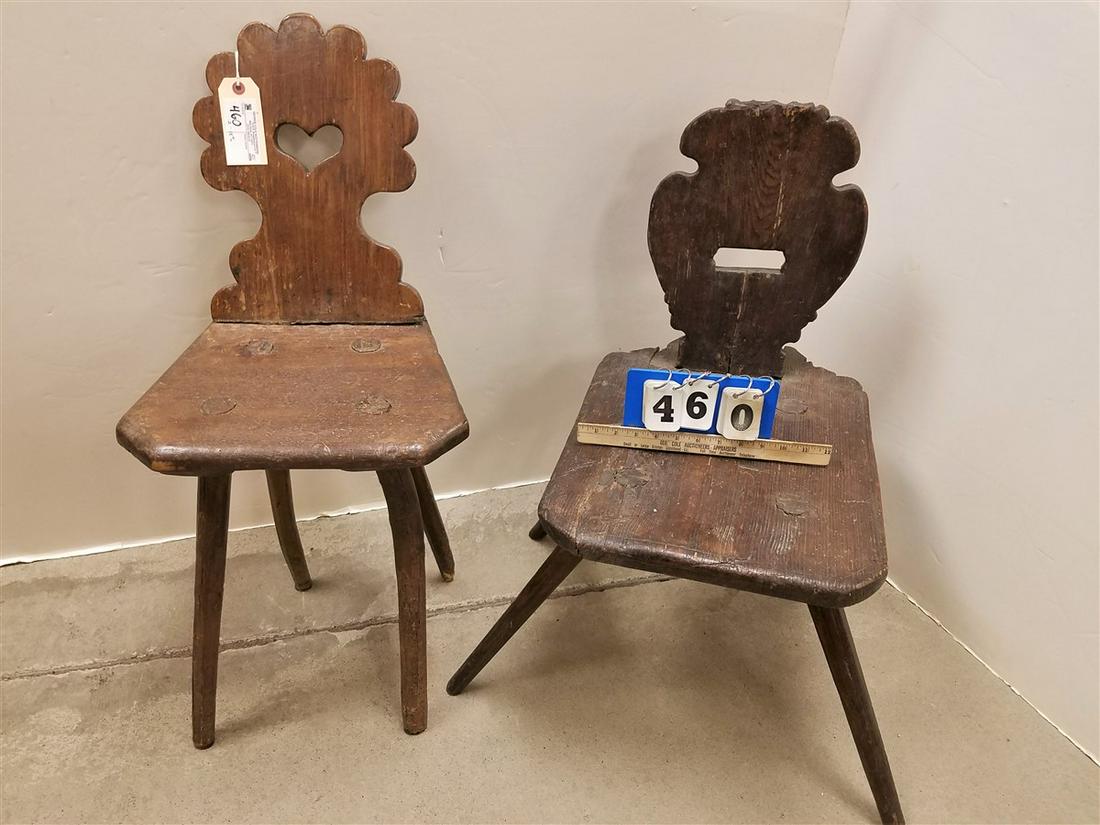 2 18th c. PRIMITIVE CHAIRS (1 of 2)