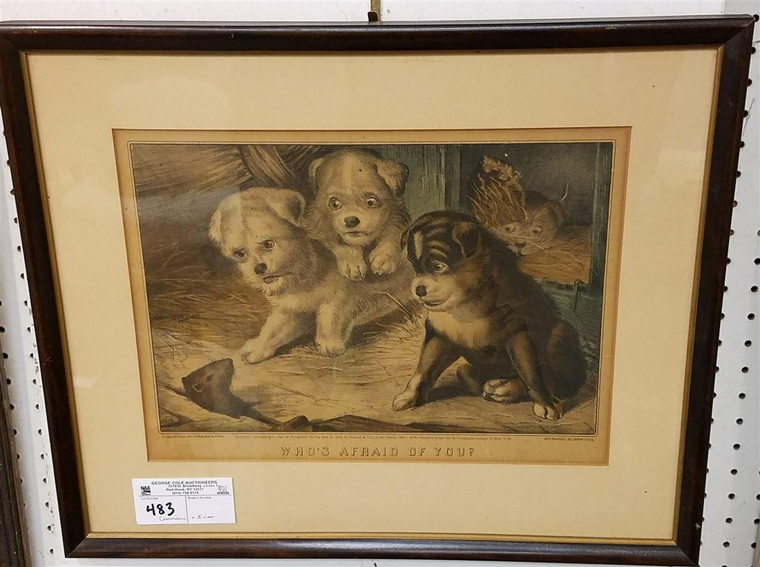 FRAMED CURRIER & IVES "WHO'S AFRAID OF YOU?", 9.5" X (1 of 1)