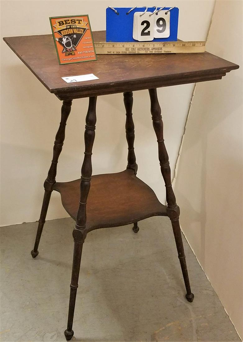 OAK 2 TIER SIDE TABLE, 30"H X 18" SQ. (1 of 2)