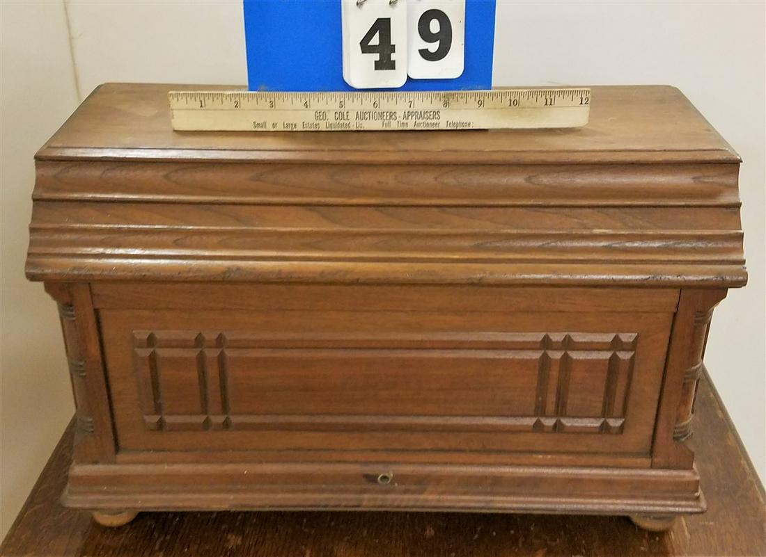 VICT. WALNUT BX, 12"H X 19.5"W X 11"D W/ 6 SM. FRAMED (1 of 4)