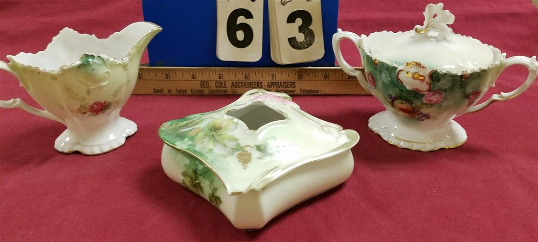 TRAY 3PC. RS PRUSSIA CREAMER + SUGAR, HAIR RECEIVER (1 of 2)