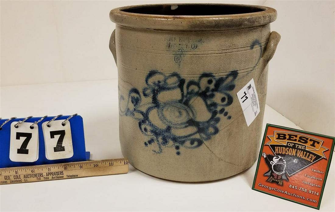 3 GAL. BLUE DEC. FORT EDWARD POTTERY CO. STONEWARE (1 of 4)