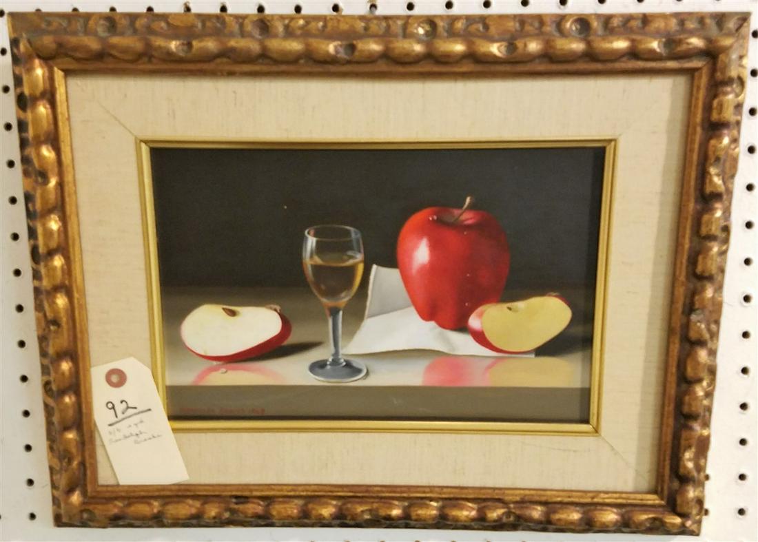 FRAMED O/B STILL LIFE, SGND. RANDOLPH BROOKS, 8" X 12" (1 of 2)