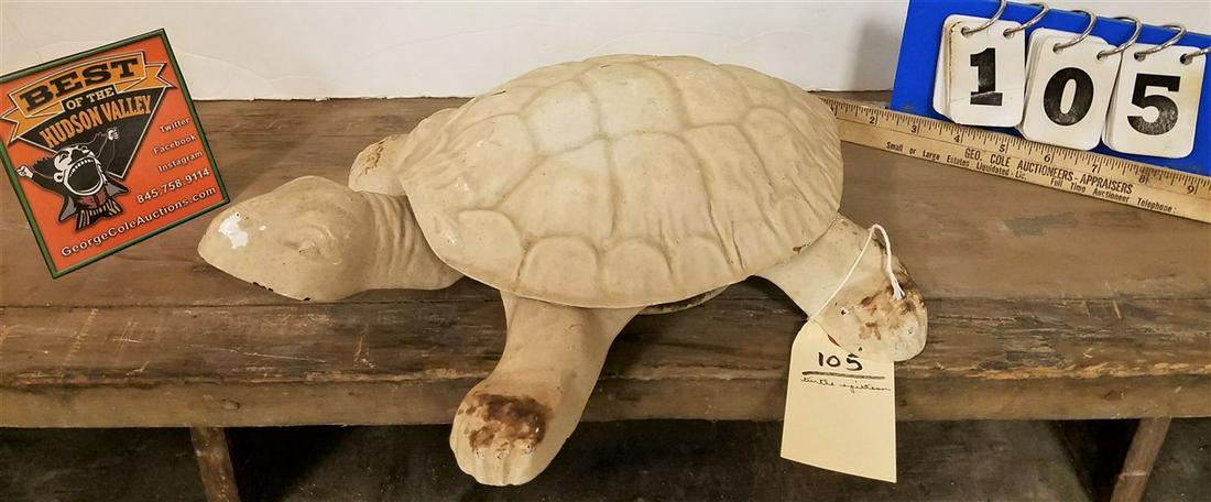 CAST IRON + EMBOSSED TIN TURTLE SPITTOON-MISSING BOWL (1 of 3)