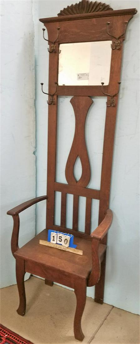 OAK HALL STAND, 76.5"H X 24.5"W X 15"D (1 of 2)