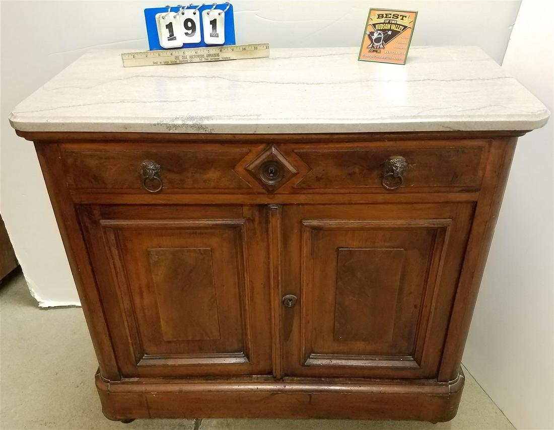 VICT. WALNUT MARBLE TOP WASH STAND, 32.5"H X 35"W X (1 of 3)