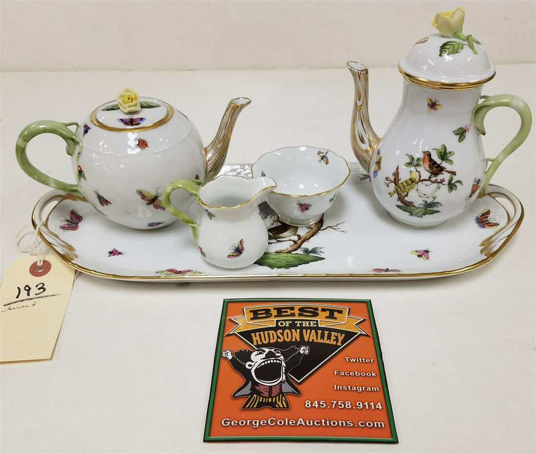 5PC. HEREND- TRAY 14" X 16", COFFEE POT 6", TEA POT 4", (1 of 4)