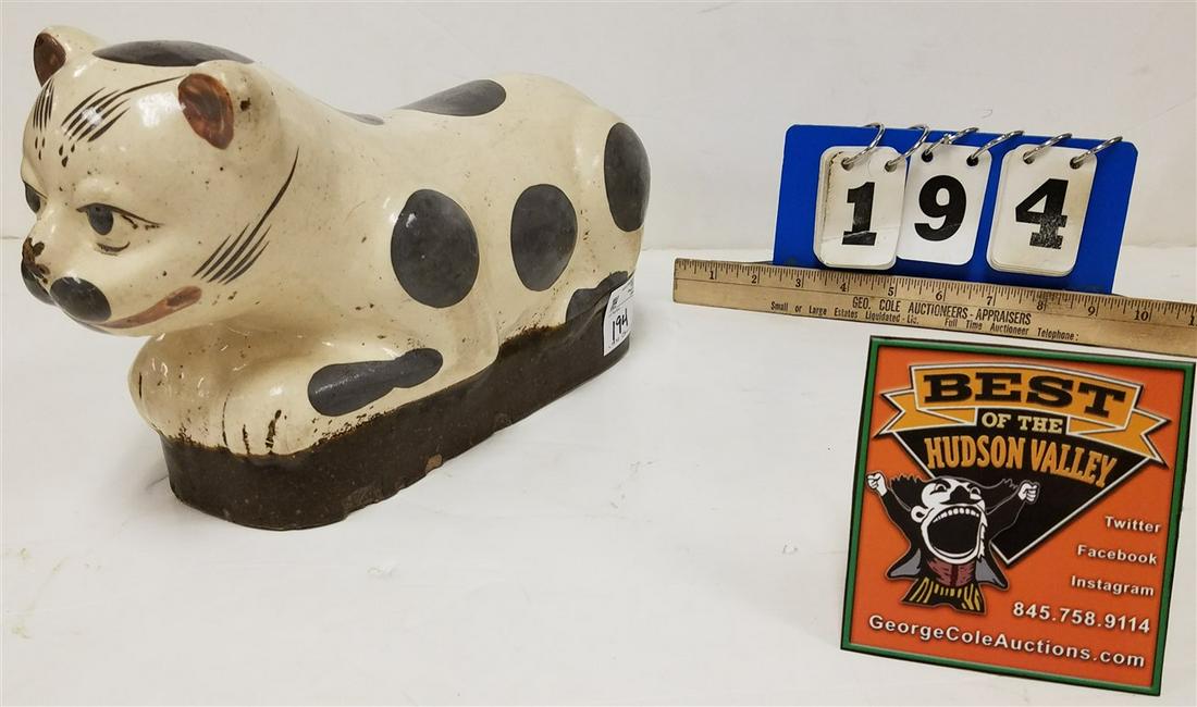 CHINESE PORCELAIN CAT FORM HEAD REST, c.1870, 7.5" X (1 of 4)