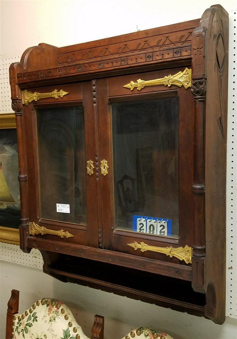 VICT. EASTLAKE CHERRY 2 DOOR WALL CABINET, 48.5"H X (1 of 2)