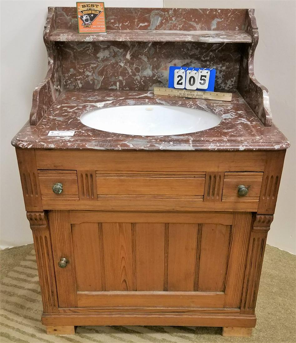 EASTLAKE PINE CABINET W/ MARBLE SINK, 43"H X 31.5"W X (1 of 4)