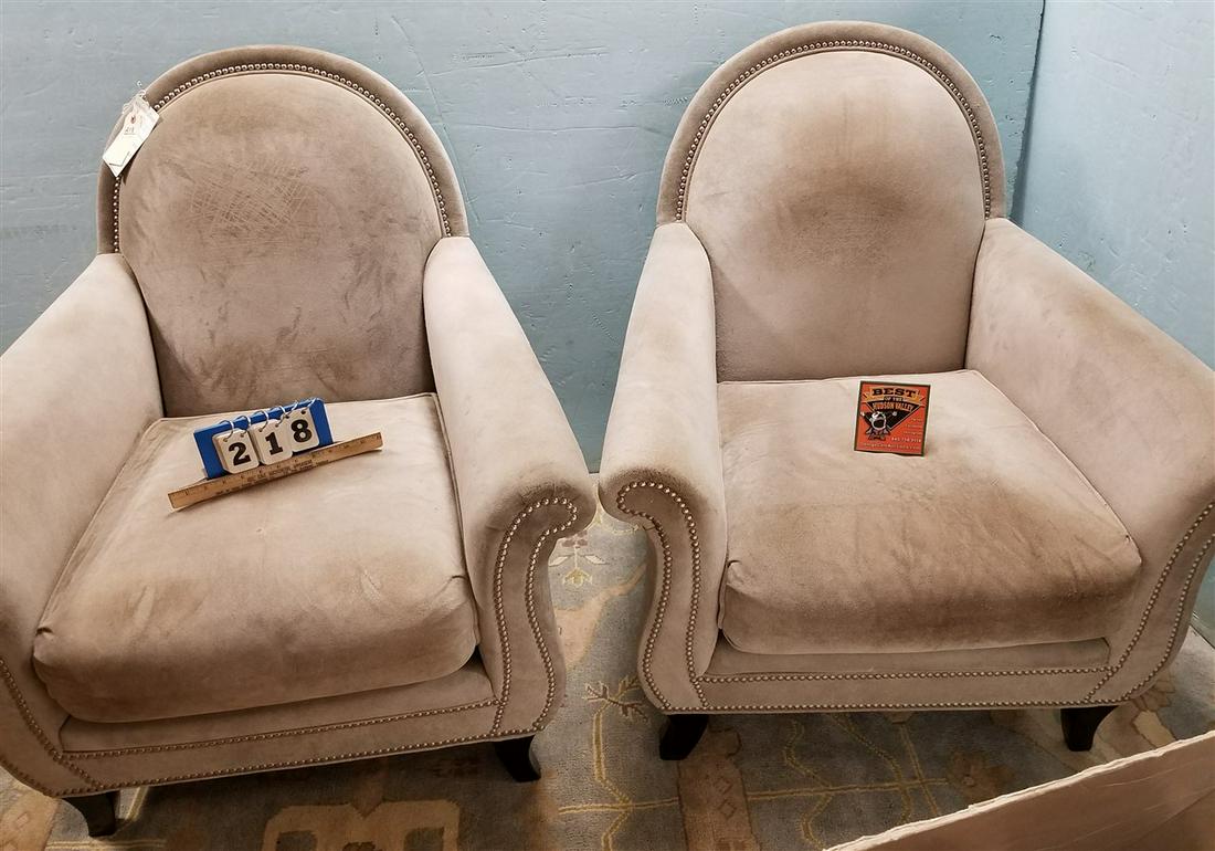 PR. OF SUEDE UPHOLS. CLUB CHAIRS, (0RIG $5250 EA.) (1 of 3)