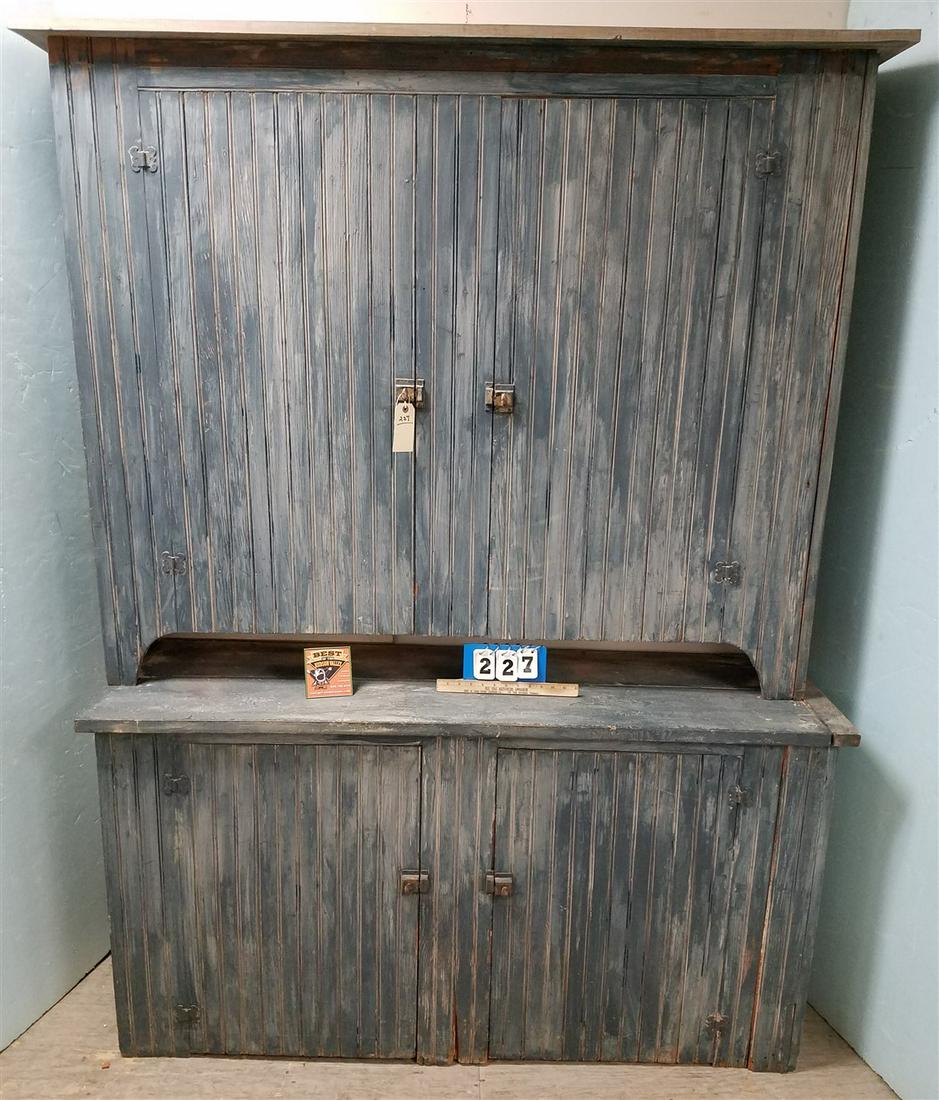 PRIM. WAINSCOT 4 DRAWER STEP BACK CUPBOARD, 6'10"H X (1 of 3)