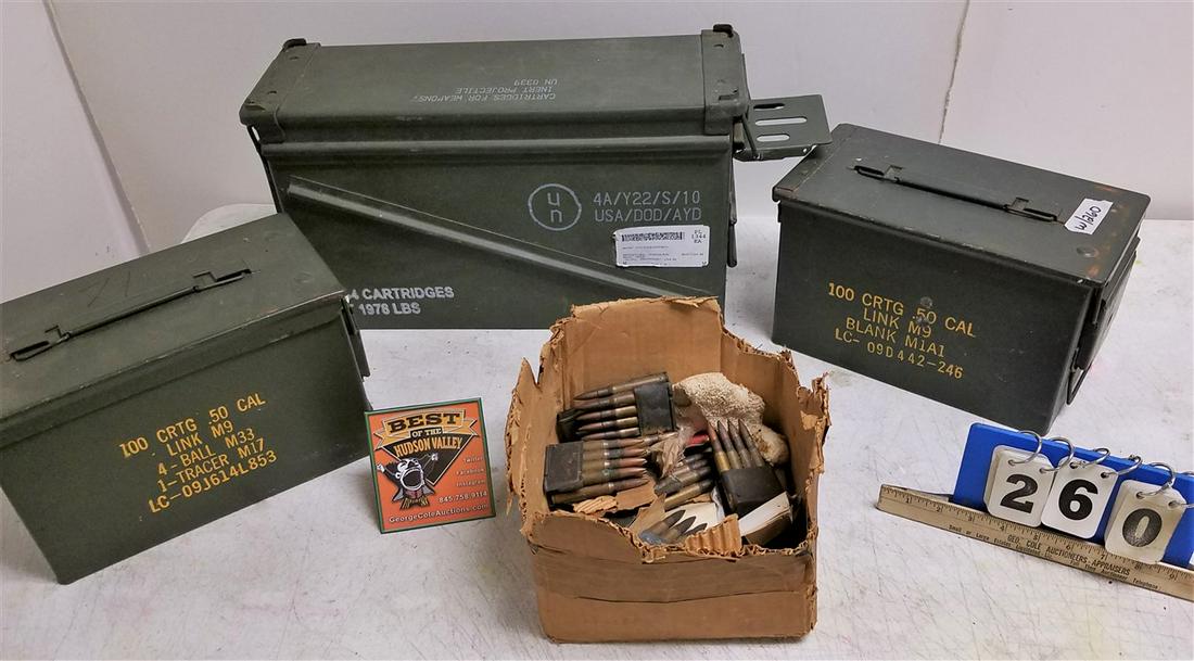 BOX 3 AMMO CANS, 1 W/ SMALL MIX OF MISC. AMMO (1 of 3)