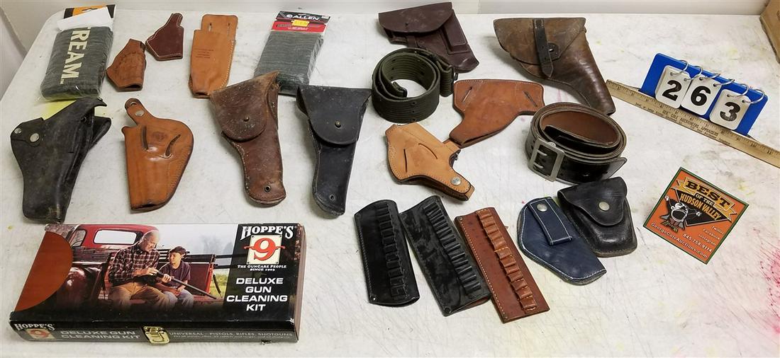 BOX MISC. LEATHER HOLSTERS & A HOPPES DELUXE CLEANING (1 of 1)