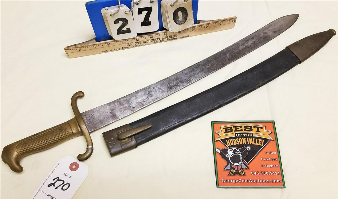 17" BLADE, SHORT SWORD/SABRE W/ BRASS EAGLE (1 of 3)