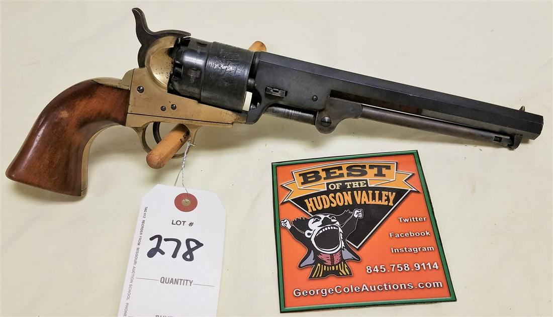 6 SHOT BLK POWDER REVOLVER, CAP & BALL, ENGRAVED: 6 SHOT BLK POWDER REVOLVER, CAP & BALL, ENGRAVED CYLINDER MKD. MAY 1845, " OCT. BBL - This item does NOT Require FFL Transfer. If you have questions regarding the process to take possession please cal