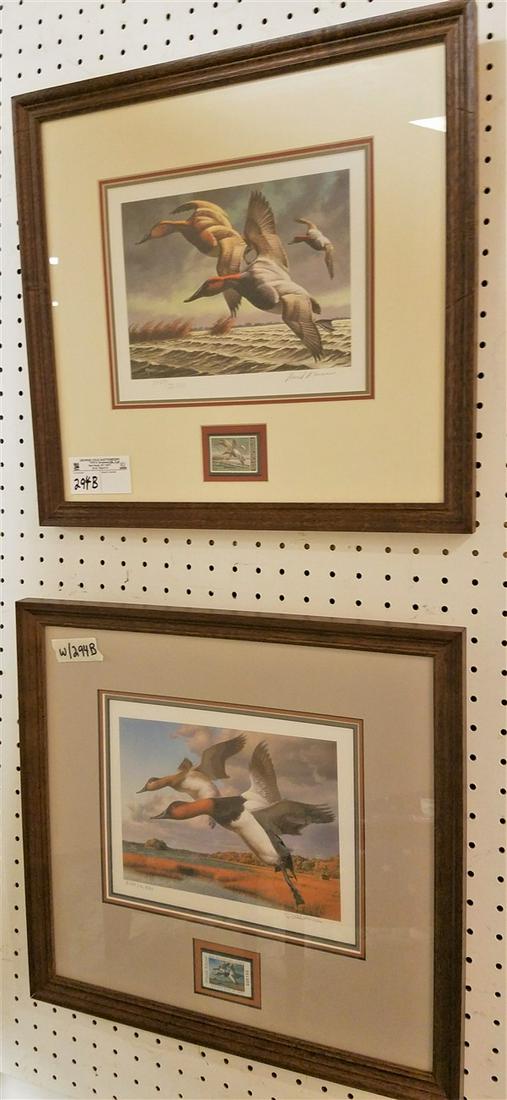 PR. FRAMED WATERFOWL PRINTS W/ DUCK STAMPS, (1 of 2)