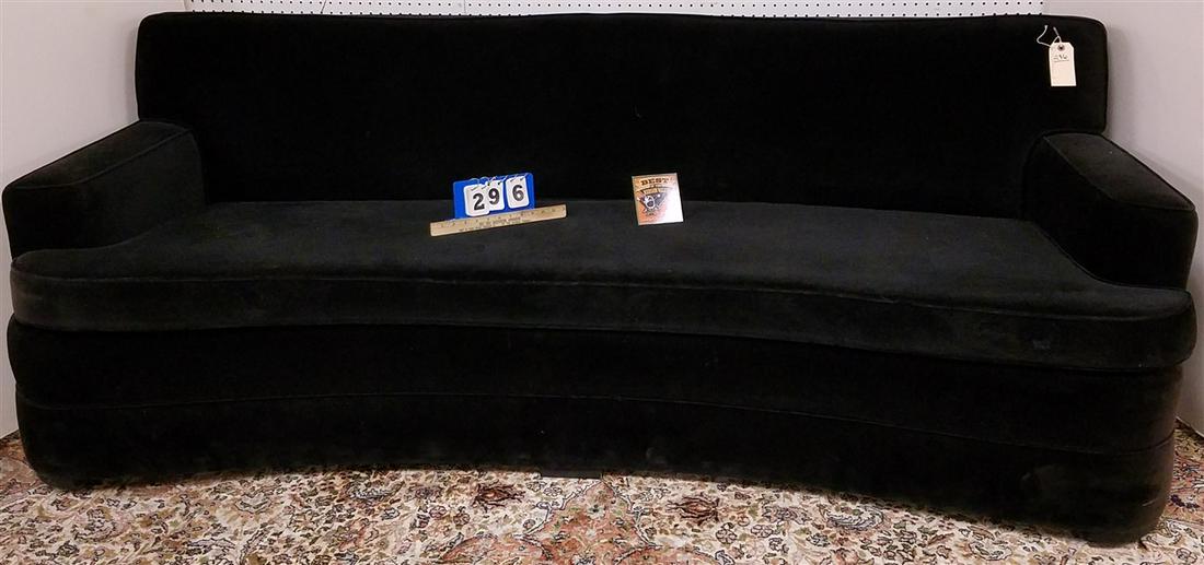 NAVY BLUE VELVET SOFA. 7'6" (1 of 3)