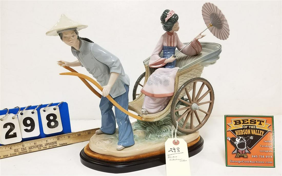 LLADRO RICSHAW RIDE FIGURINE ONE WOODEN SHAFT AS IS (1 of 2)