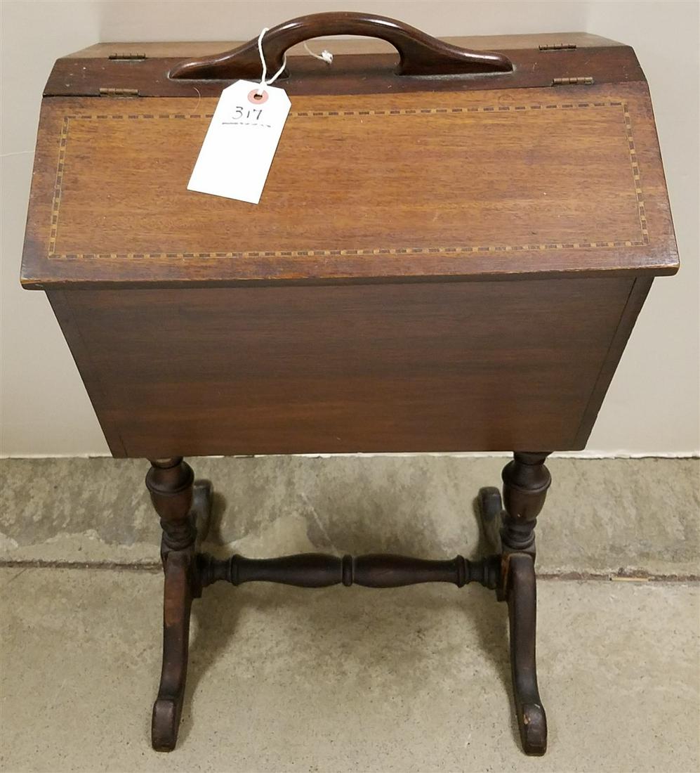 MAHOG. SEWING STAND W/ INLAY (1 of 3)