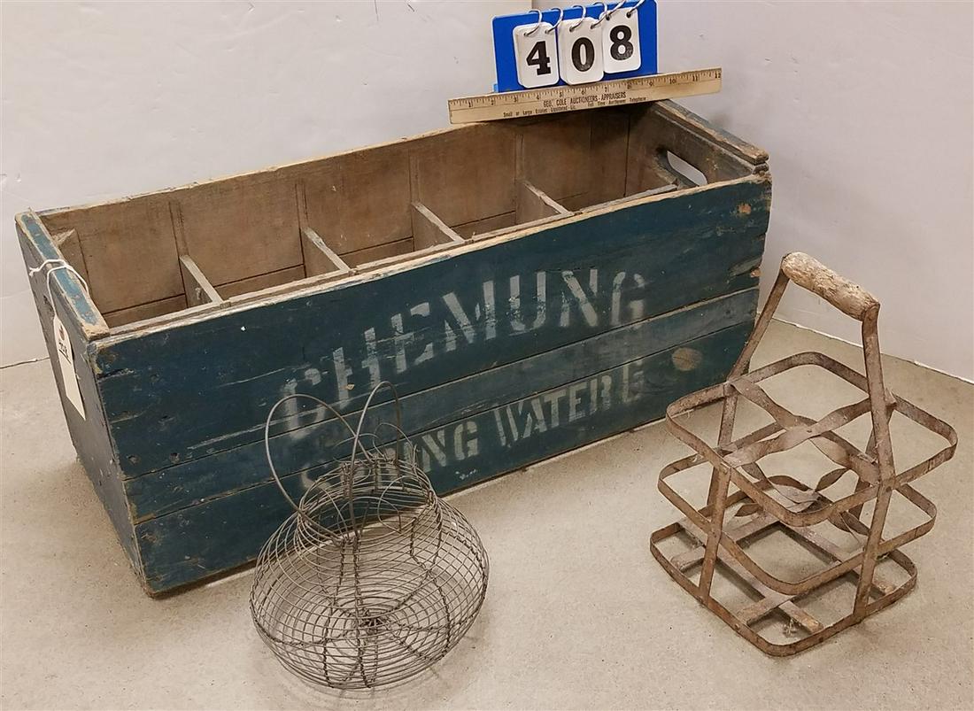 CHEMUNG SPRING WATER WOOD BX CARRIER + EGG + BTL (1 of 2)