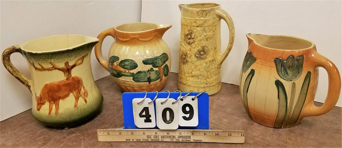 TRAY 4 YELLOW WARE PITCHERS, SPONGEWARE (1 of 2)