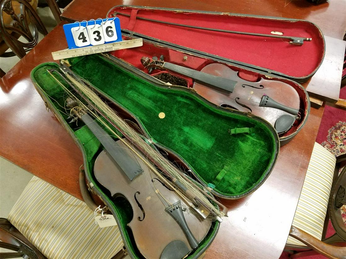 VIOLINS 2PC. EDWARD REICHART + E. MARTIN (1 of 3)