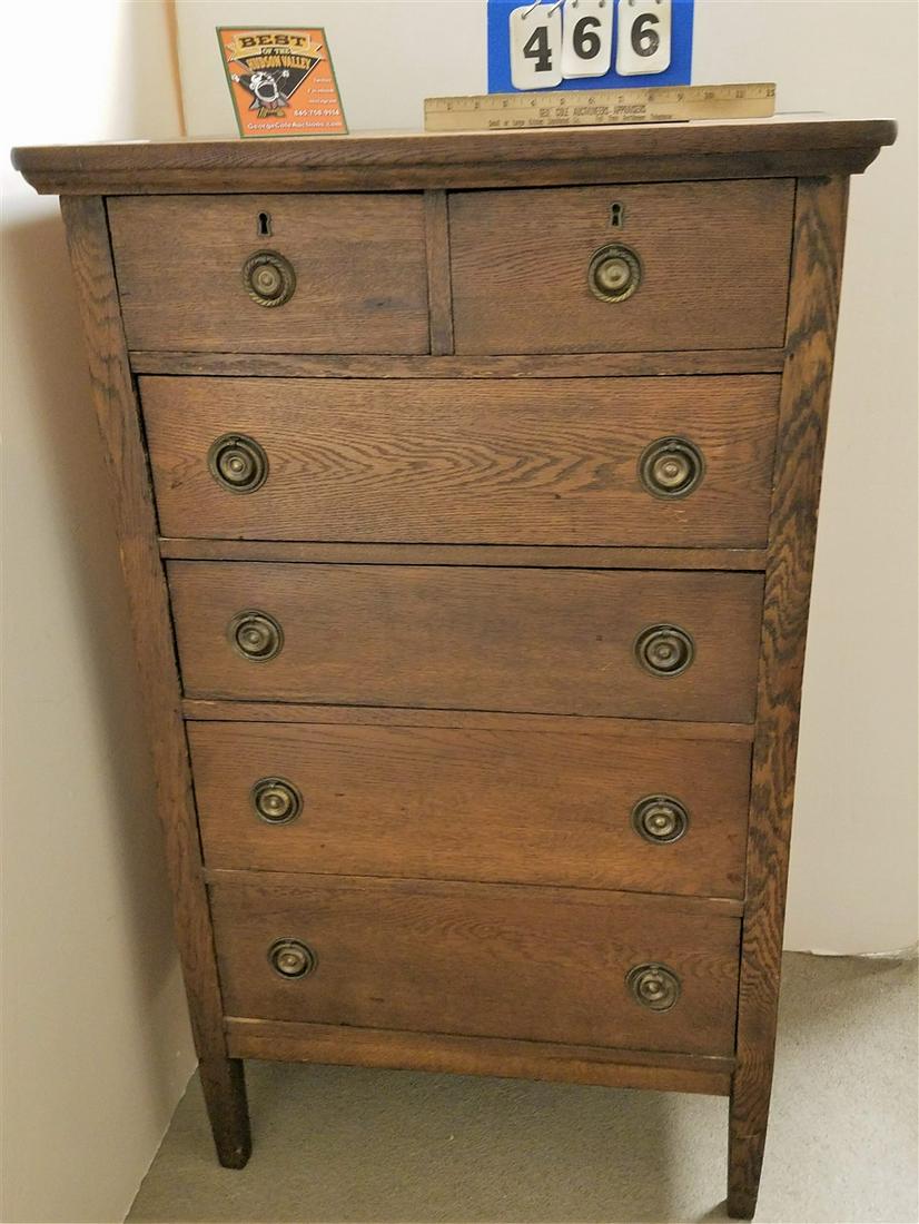 OAK 6 DRAWER CHEST, 47"H X 285"W X 20"D (1 of 2)