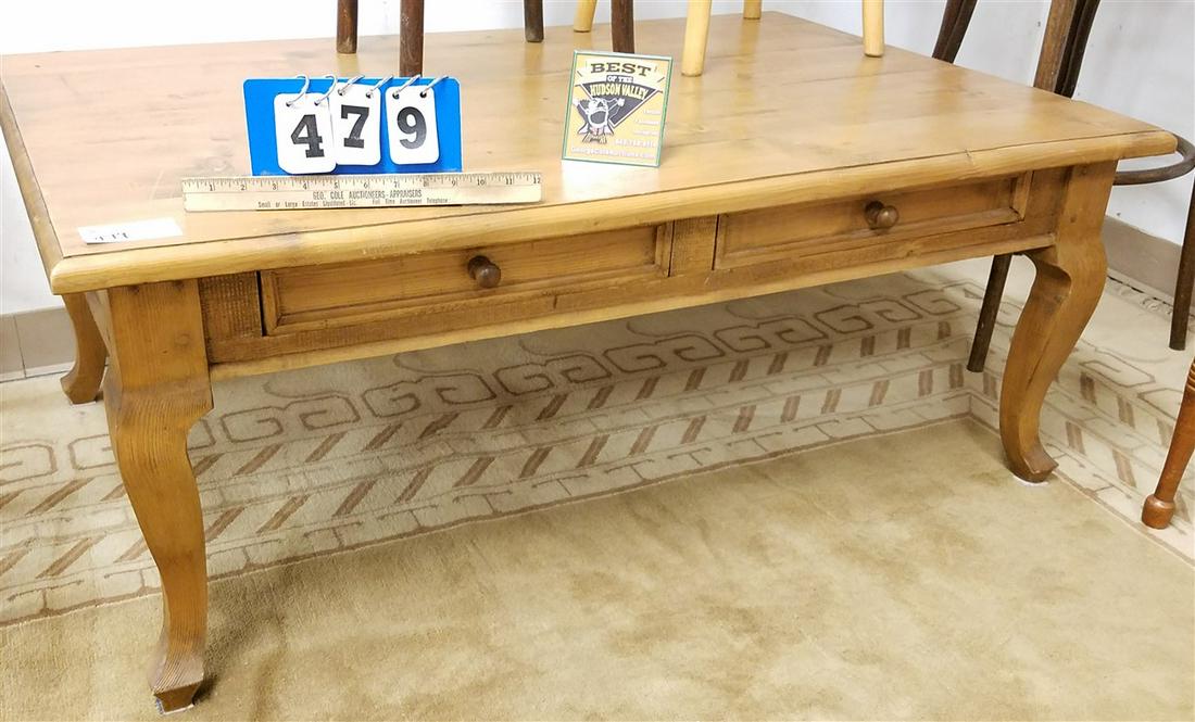 PINE COFFEE TABLE W/ 2 DRAWERS, 19"H X 47"W X 31"D (1 of 1)