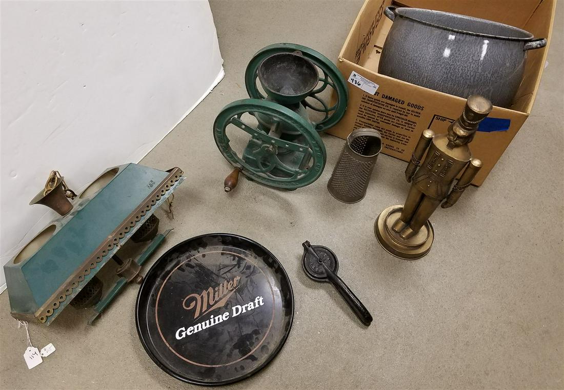 BX PRIM-COFFEE GRINDER, ENAMEL WARE, MILLER TRAY, ETC. (1 of 3)