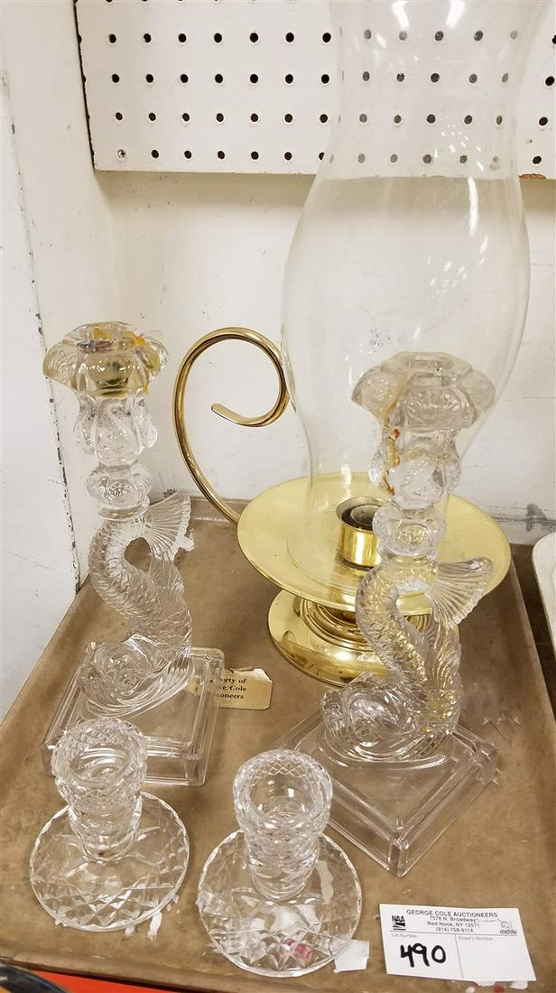 TRAY CANDLESTICKS + HURRICANE STAND: TRAY CANDLESTICKS + HURRICANE STAND