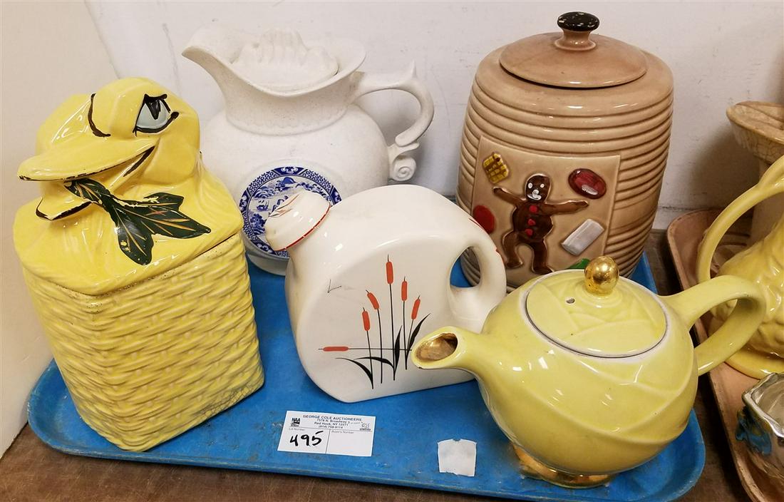 TRAY COOKIE JARS, HALL'S TEA POT, MCCOY PITCHER, ETC. (1 of 1)